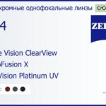 Фотохромная линза для очков Carl Zeiss Single Vision ClearView 1.74 PhotoFusion X DuraVision Platinum UV, рецептурная, Sph 11.25 — -14.00, Cyl 0.00 — 6.00