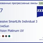 Тонированная прогрессивная линза для очков Carl Zeiss Progressive SmartLife Individual 3 1.67 AdaptiveSun DuraVision Platinum UV, Sph 8.00 — -12.00, Cyl 0.00 — 6.00