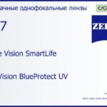 Линза для очков Carl Zeiss Single Vision SmartLife 1.67 DuraVision BlueProtect UV, рецептурная, Sph 10.00 — -17.00, Cyl 0.00 — 6.00