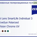 Тонированная поляризационная линза для очков с поддержкой аккомодации Carl Zeiss Digital Lens SmartLife Individual 3 1.5 AdaptiveSun Polarized DuraVision Chrome UV, рецептурная, Sph 5.00 — -8.00, Cyl 0.00 — 4.00
