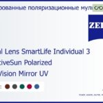 Тонированная поляризационная линза для очков с поддержкой аккомодации Carl Zeiss Digital Lens SmartLife Individual 3 1.5 AdaptiveSun Polarized DuraVision Mirror UV, рецептурная, Sph 5.00 — -8.00, Cyl 0.00 — 4.00