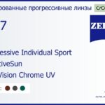 Тонированная прогрессивная линза для очков Carl Zeiss Progressive Individual Sport 1.67 AdaptiveSun DuraVision Chrome UV, Sph 6.00 — -6.00, Cyl 0.00 — 6.00