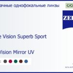 Линза для очков Carl Zeiss Single Vision Superb Sport 1.6 DuraVision Mirror UV, рецептурная, Sph 6.00 — -6.00, Cyl 0.00 — 6.00