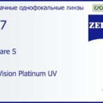 Линза для очков Carl Zeiss MyoCare S 1.67 DuraVision Platinum UV, рецептурная, Sph -2.00 — -10.00, Cyl 0.00 — 6.00
