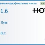 Линза для очков Hoya Nulux Eyas 1.6 AS HVLL BLC, Sph 6.00 — -6.00, Cyl 0.00 — 2.00