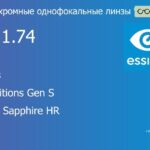 Фотохромная линза для очков Essilor Lineis 1.74 AS Transitions Gen S Crizal Sapphire HR, рецептурная, Sph 10.00 — -18.00, Cyl 0.00 — 6.00