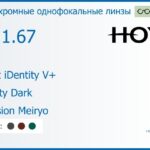 Фотохромная линза для очков Hoya Nulux iDentity V+ 1.67 AS Sensity Dark Hi-Vision Meiryo, рецептурная, Sph 10.00 — -15.00, Cyl 0.00 — 6.00